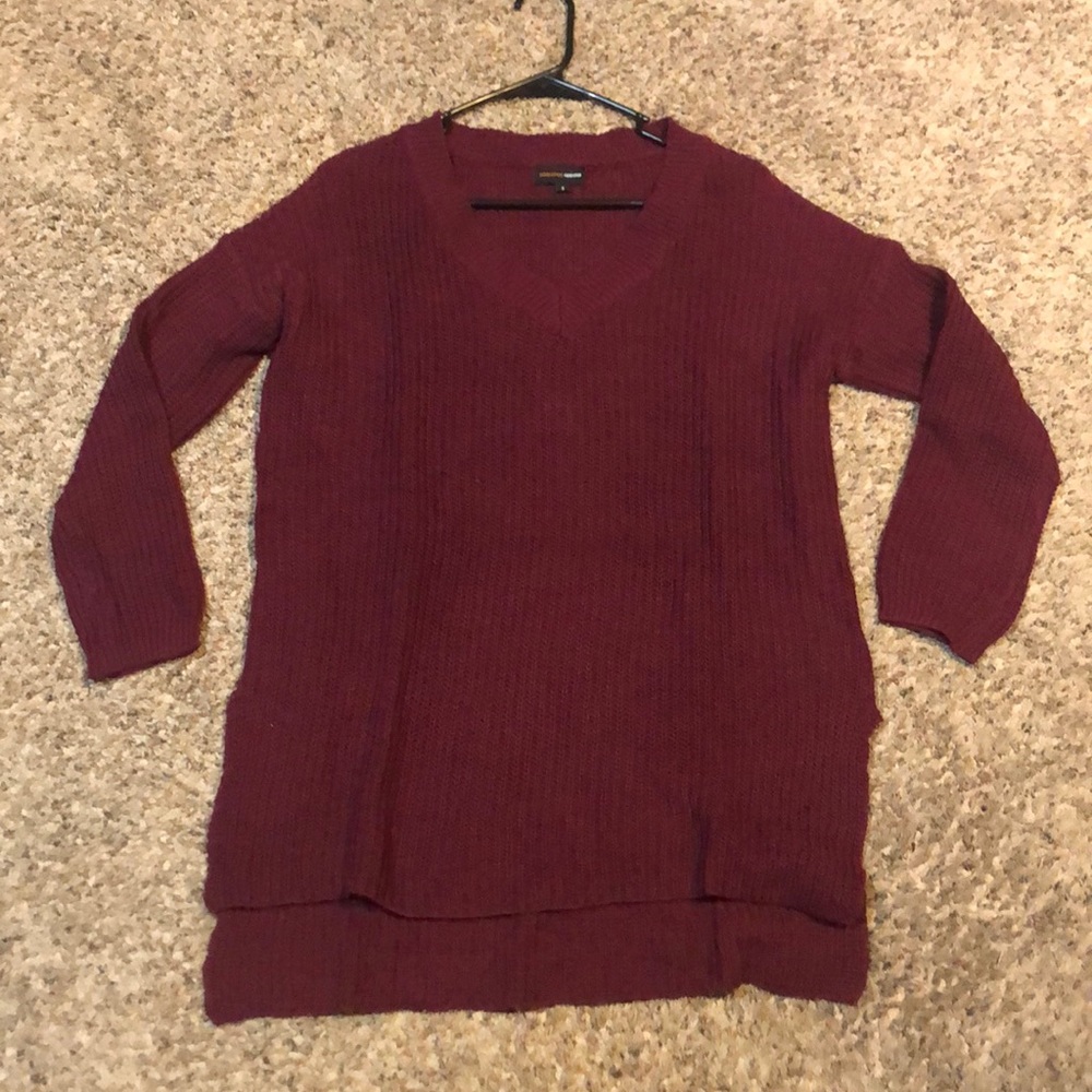 Burgundy Waffle Sweater